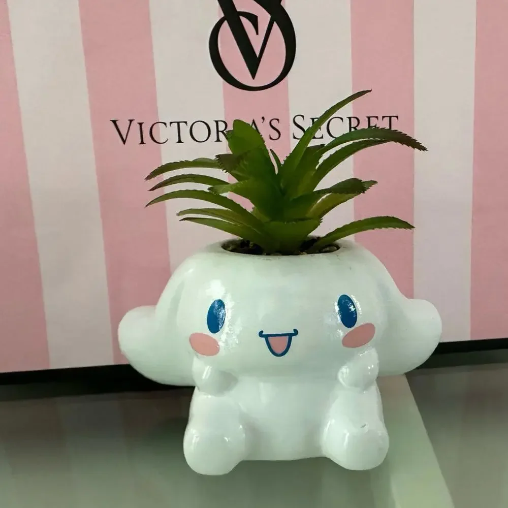 Sanrio Cinnamoroll Sculpted Ceramic Mini Planter with Artificial Succulent